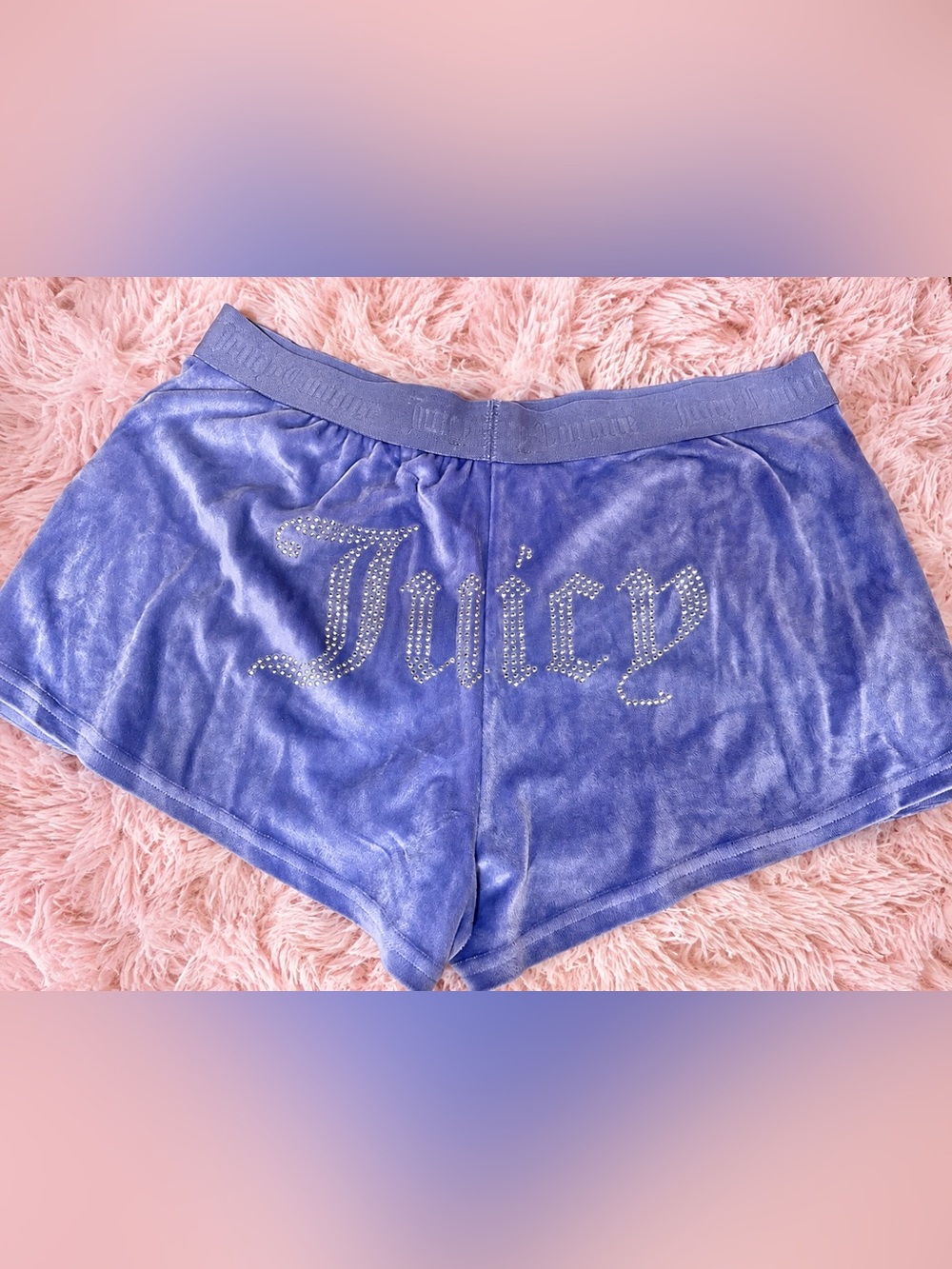 Juicy Couture Lavender Velour Lounge Shorts with Rhinestone Logo